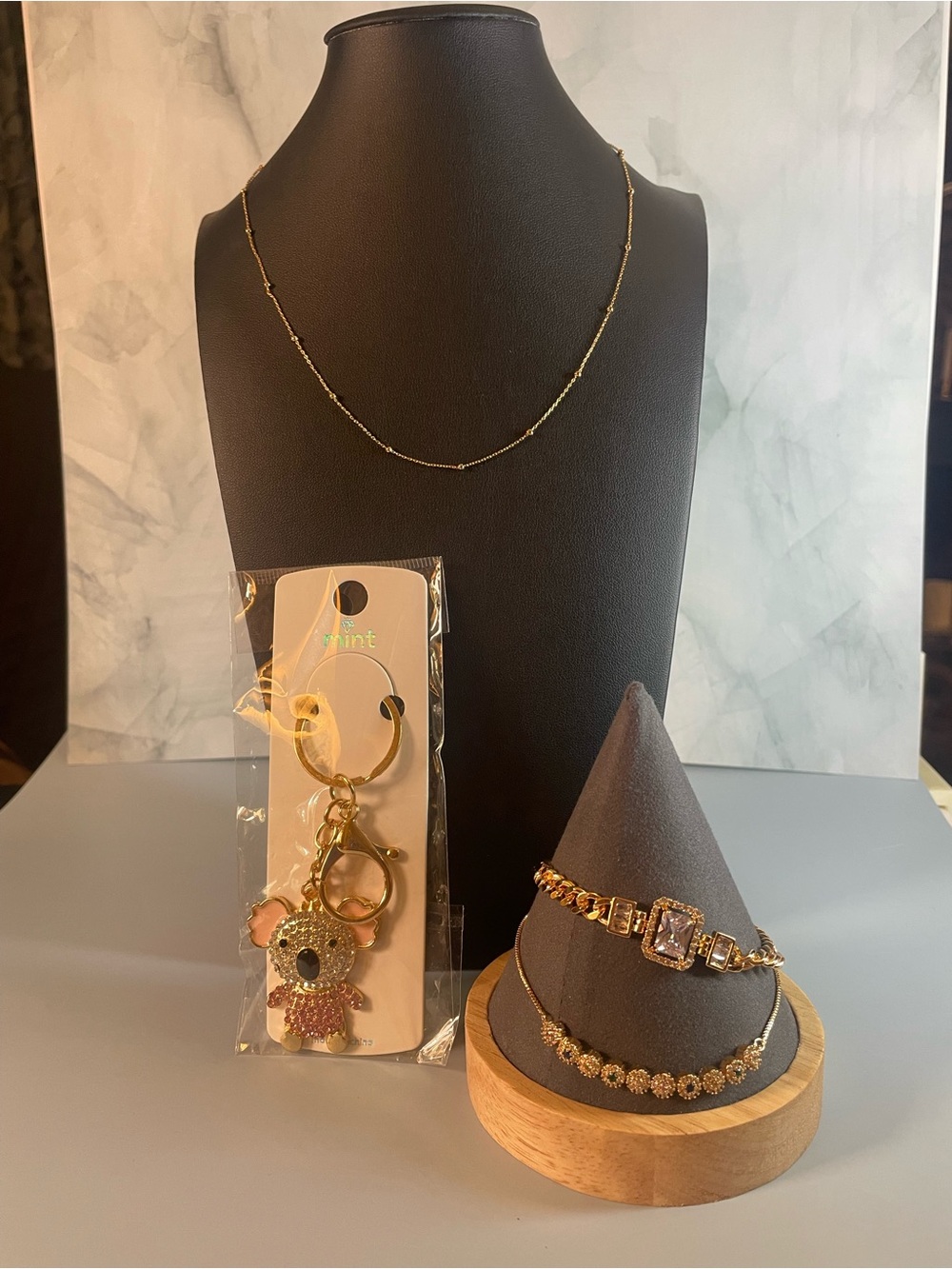 4 piece set- 2 bracelet, 1 necklace, 1 charm
